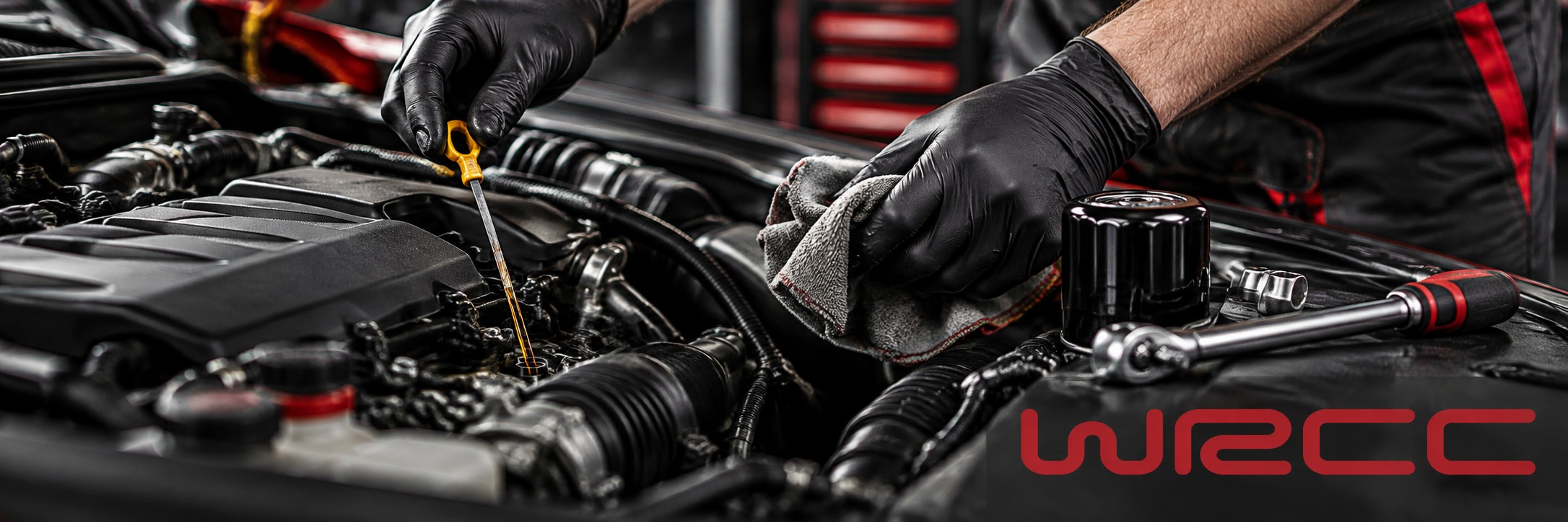 engine repairs: vehicle maintenance and oil checks illustration with WRCC watermark